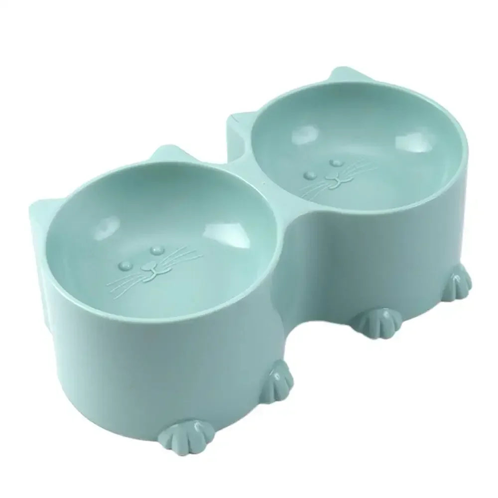 Tilted Raised Cat Food Bowls Elevated Feeding Set for Healthy Mealtime