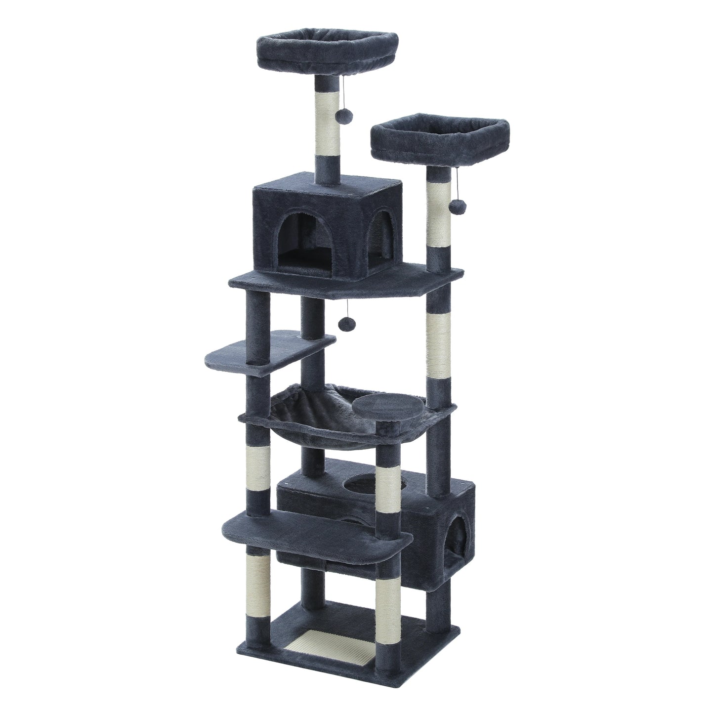 Luxury Multi-Level Cat Tree 72.4 Inch with Condo Hammock and Scratching Post