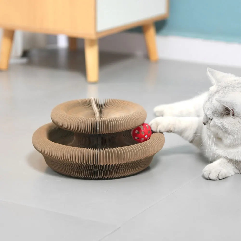Magic Organ Foldable Round Cat Scratching Board Interactive Pet Toy