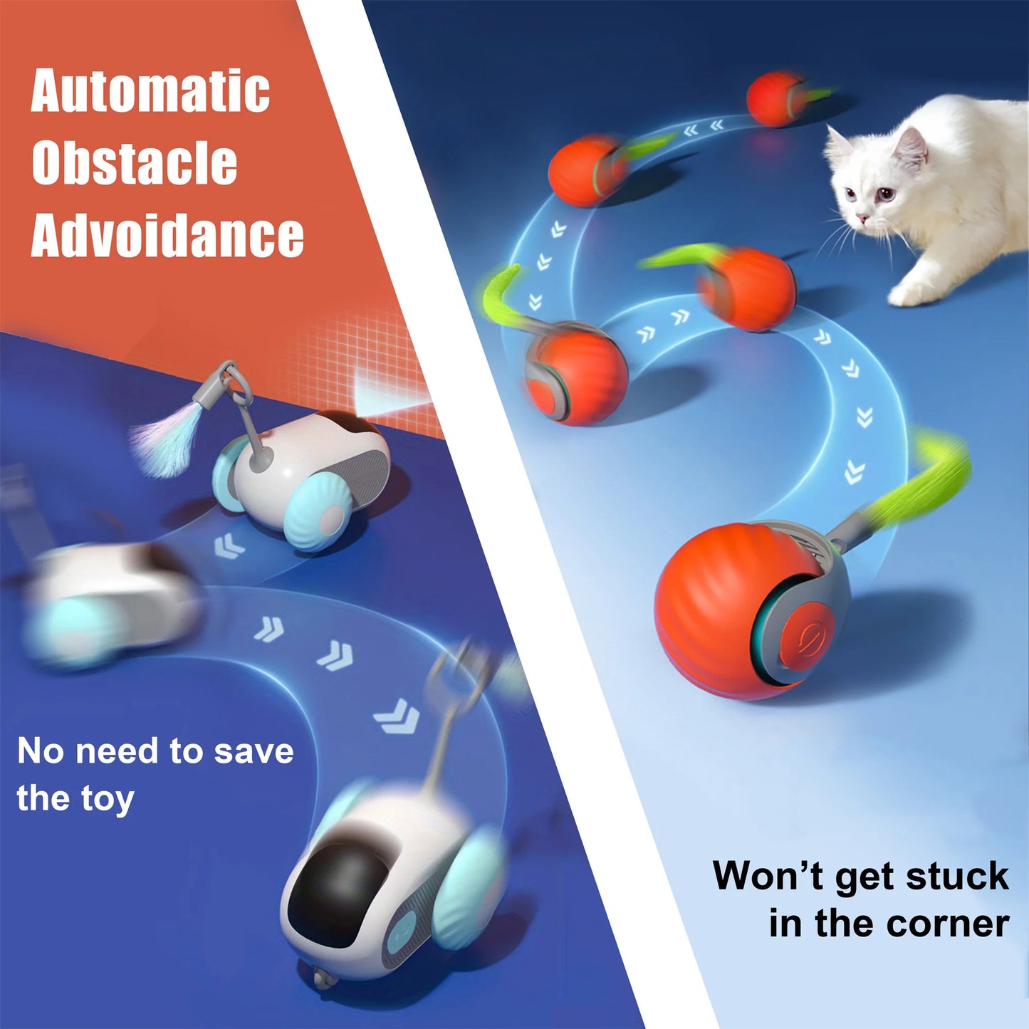 Interactive Automatic Remote Control Cat Mice Car Toy with Smart Feather Ball