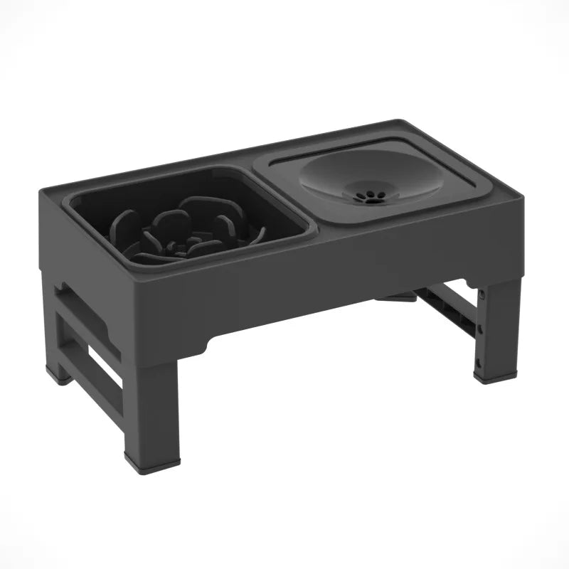 3 In 1 Adjustable Height Stainless Steel Pet Slow Feed Water Bowl