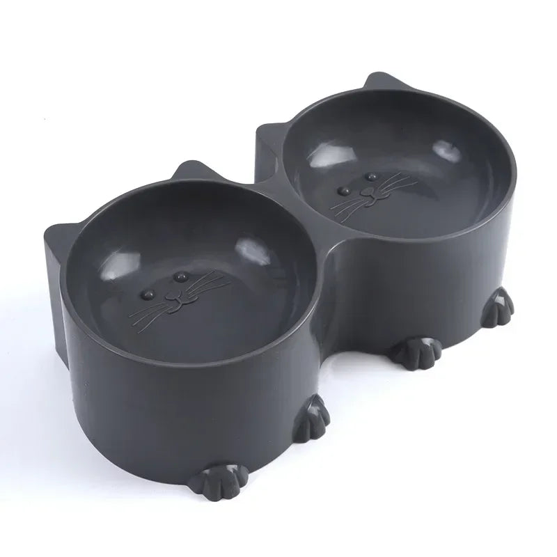 Tilted Raised Cat Food Bowls Elevated Feeding Set for Healthy Mealtime