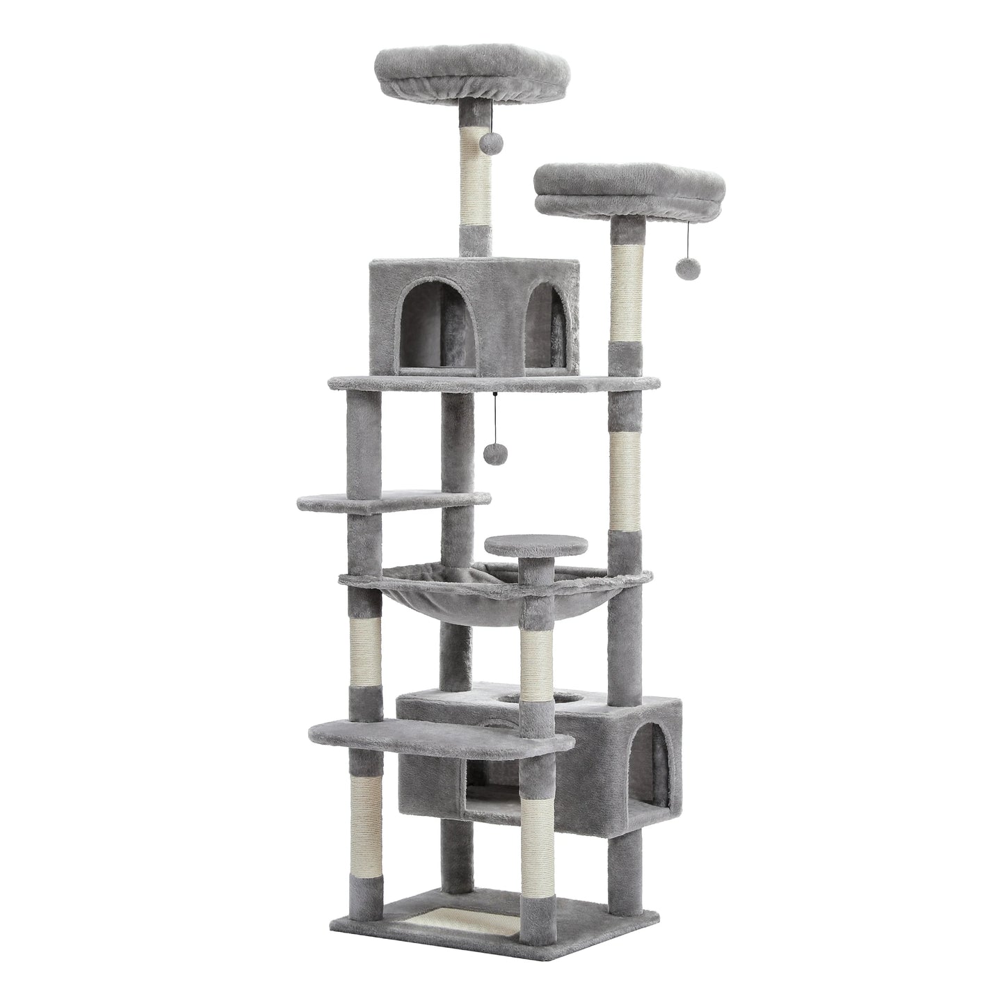 Luxury Multi-Level Cat Tree 72.4 Inch with Condo Hammock and Scratching Post