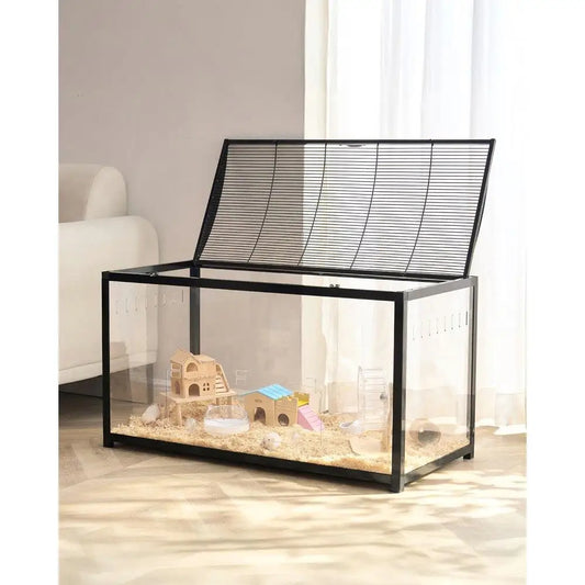 Large Clear Hamster Cage 37.8 Inches Ideal Habitat for Pet Rodents and Gerbils