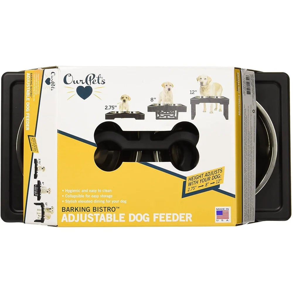 Adjustable Raised Dog Feeder with Stainless Steel Bowl for Healthy Digestion