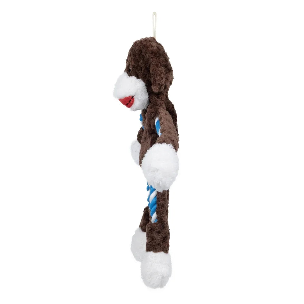 Tough Buddy Monkey Dog Toy Rope Chew Squeaky Tugging Durable Playtime