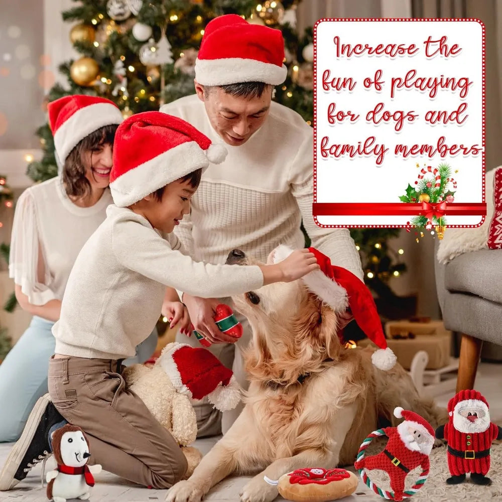Hign Concerned Christmas Dog Toys Squeaky Plush 9 Pcs Set