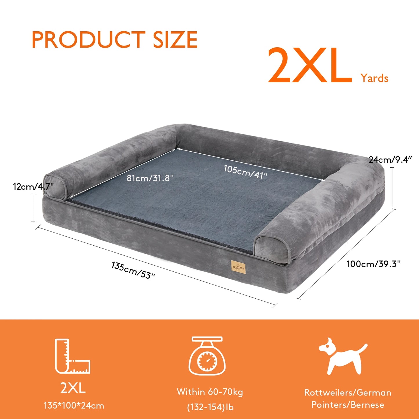 BINGOPAWCN Orthopedic Dog Bed Removable Cover Cushion