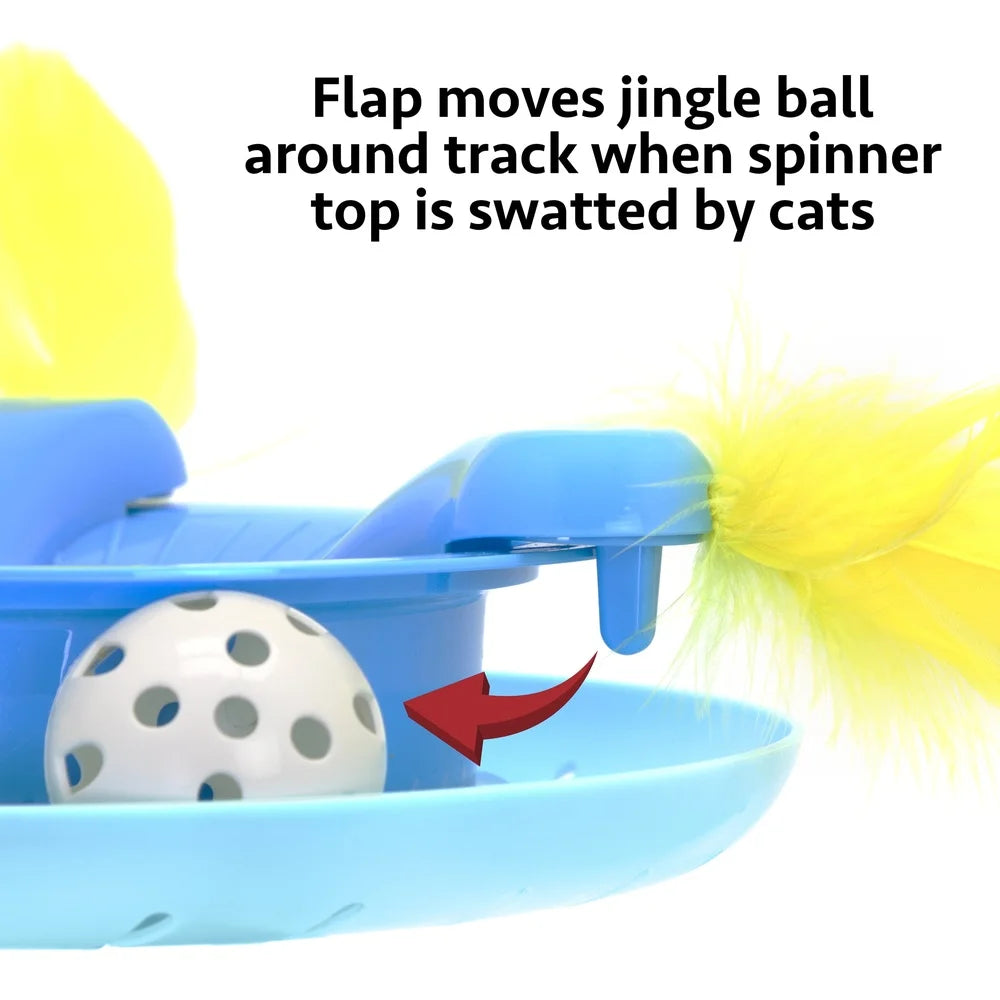 XMSJCN Interactive Cat Ball Track Spinner With Feathers