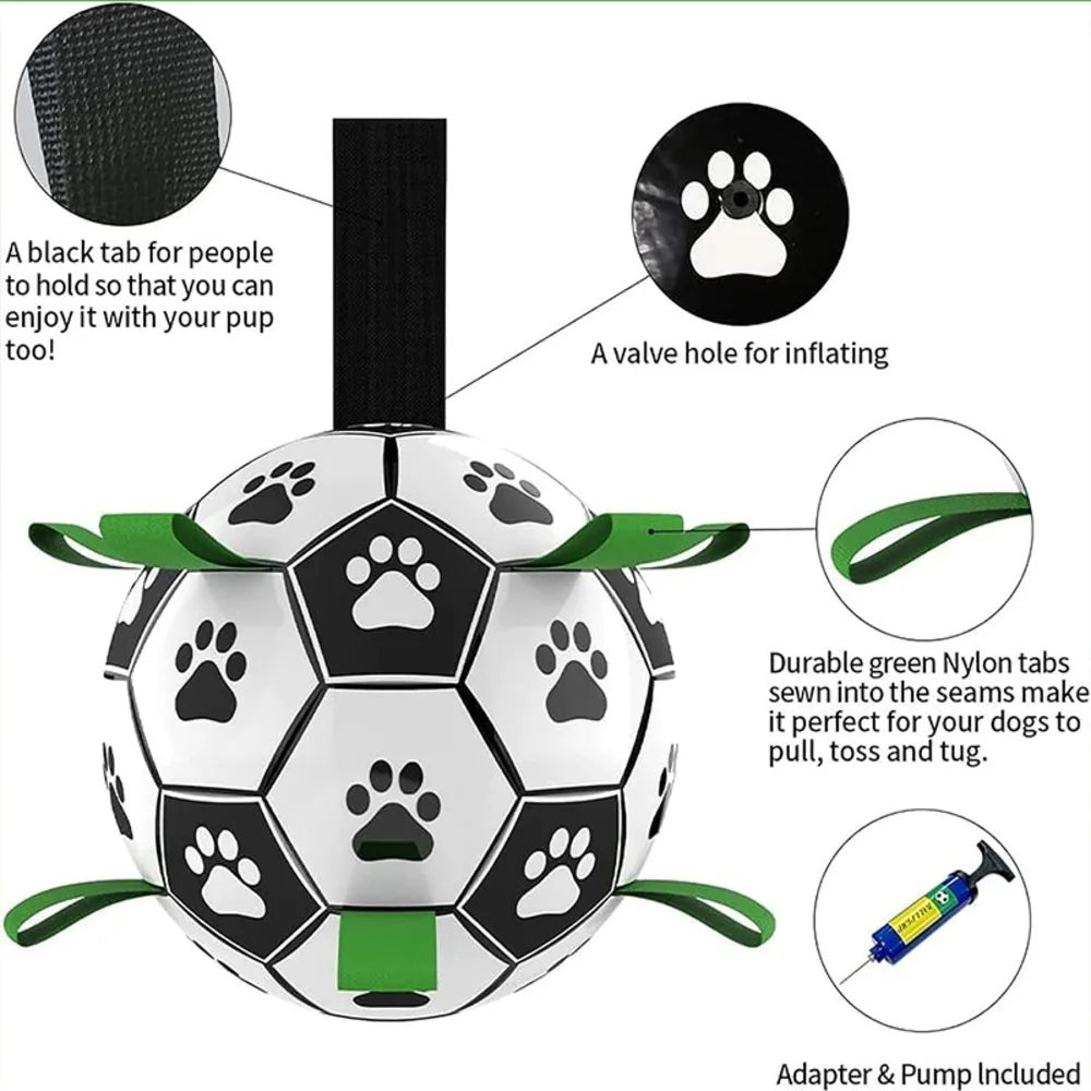 Durable Soccer Pet Toy for Dogs Interactive Chew and Training with Straps