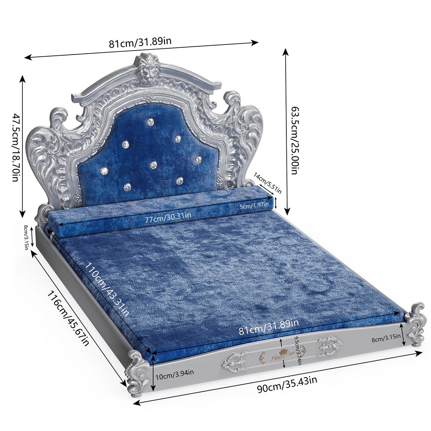 Bingopawcn Luxury Pet Bed With Headboard And Velvet Cover