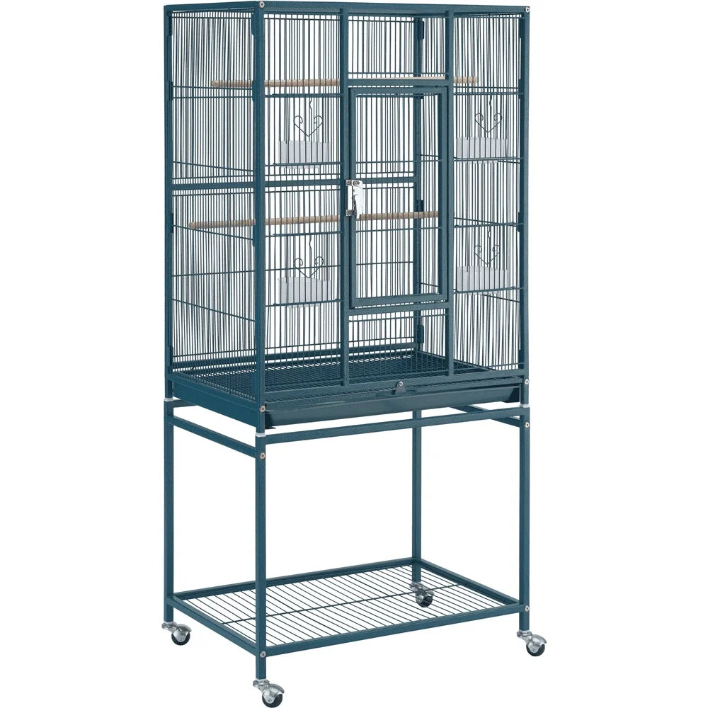 Large Rolling Pet Cage for Birds and Small Animals with Detachable Stand