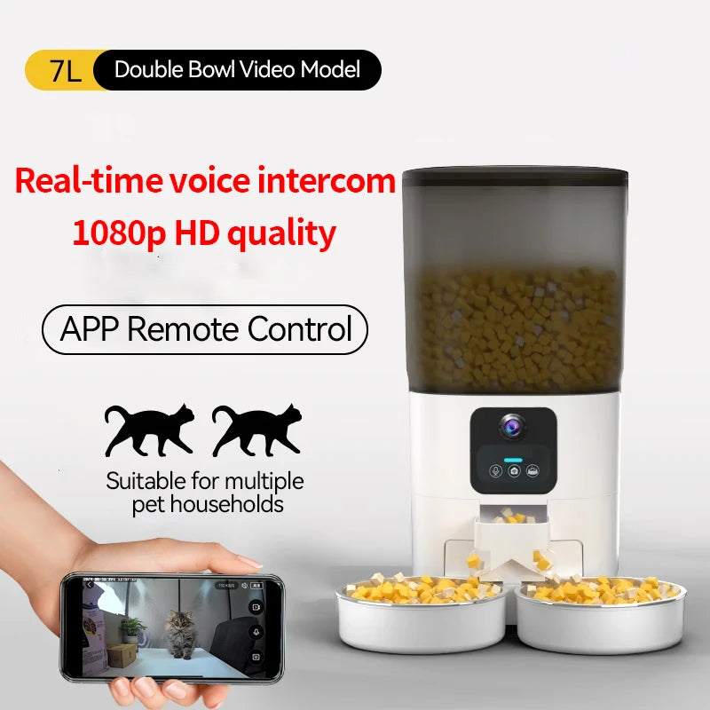PAPIFEED Smart Automatic Pet Feeder Double Bowl Wifi Timer