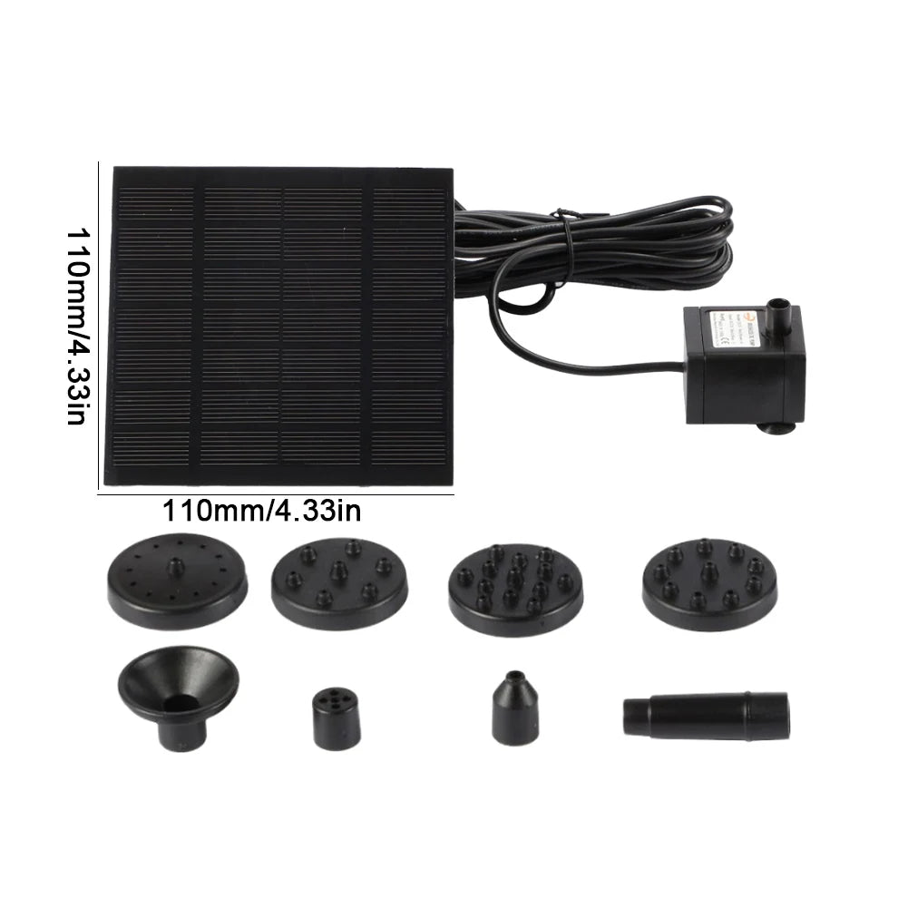 ALLOYSEED Solar Fountain Pump Kit With 6 Nozzles For Pond