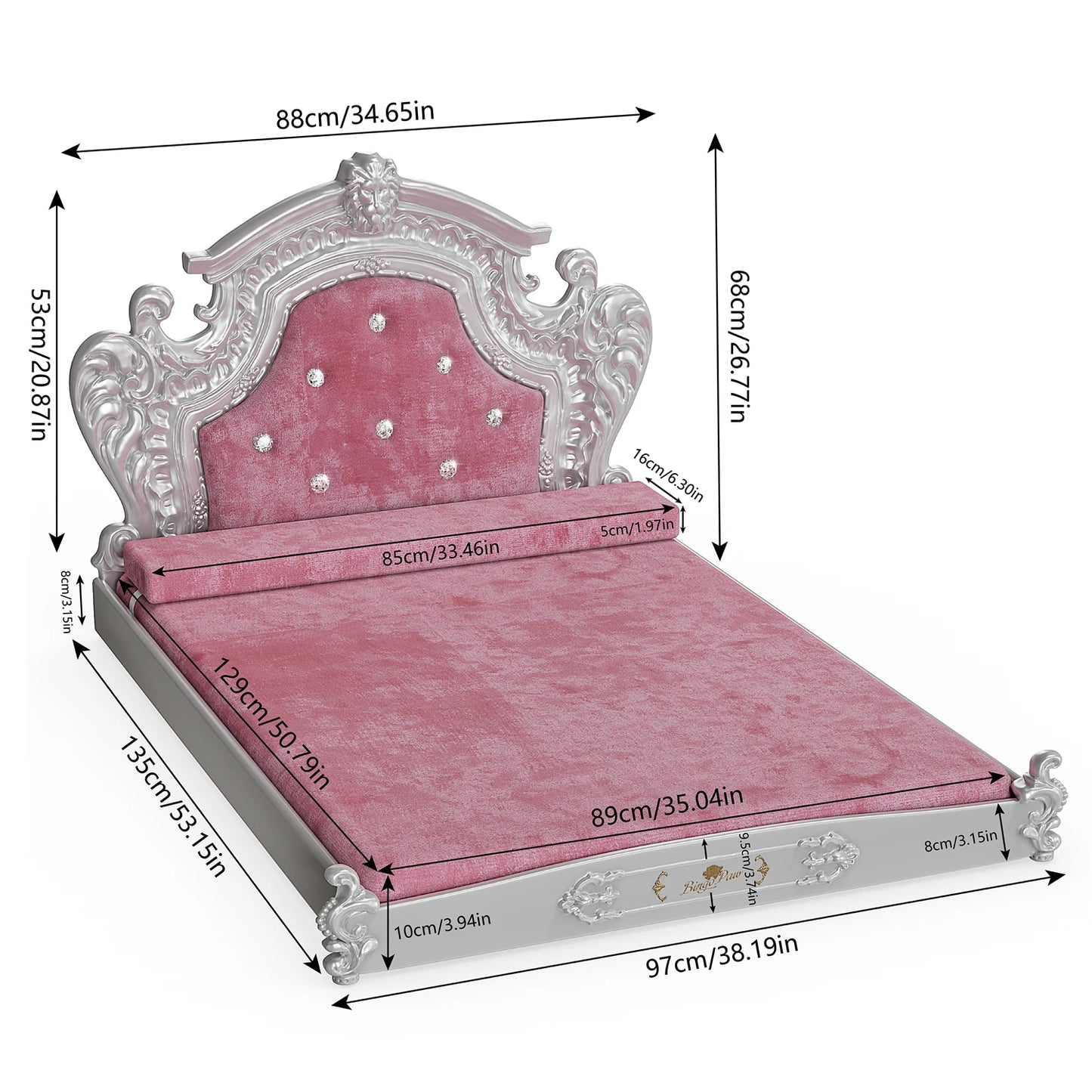 Bingopawcn Luxury Pet Bed With Headboard And Velvet Cover