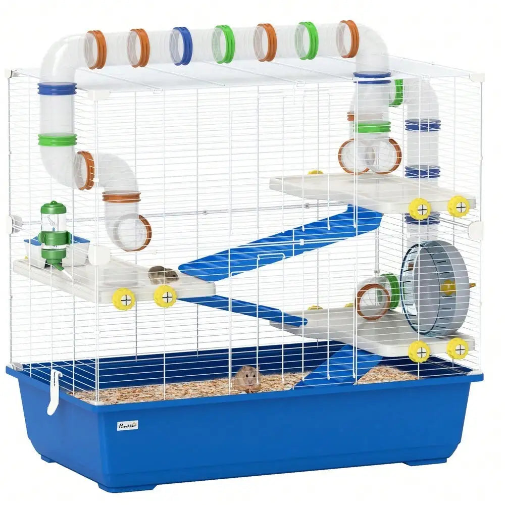 Vibrant 4 Tier Hamster Cage with Tunnel Tube System for Fun Exploration