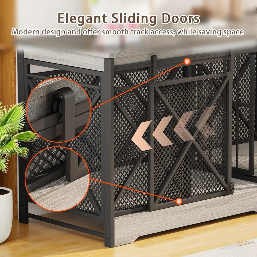 Hign Concerned Wooden Dog Crate Furniture Removable Divider