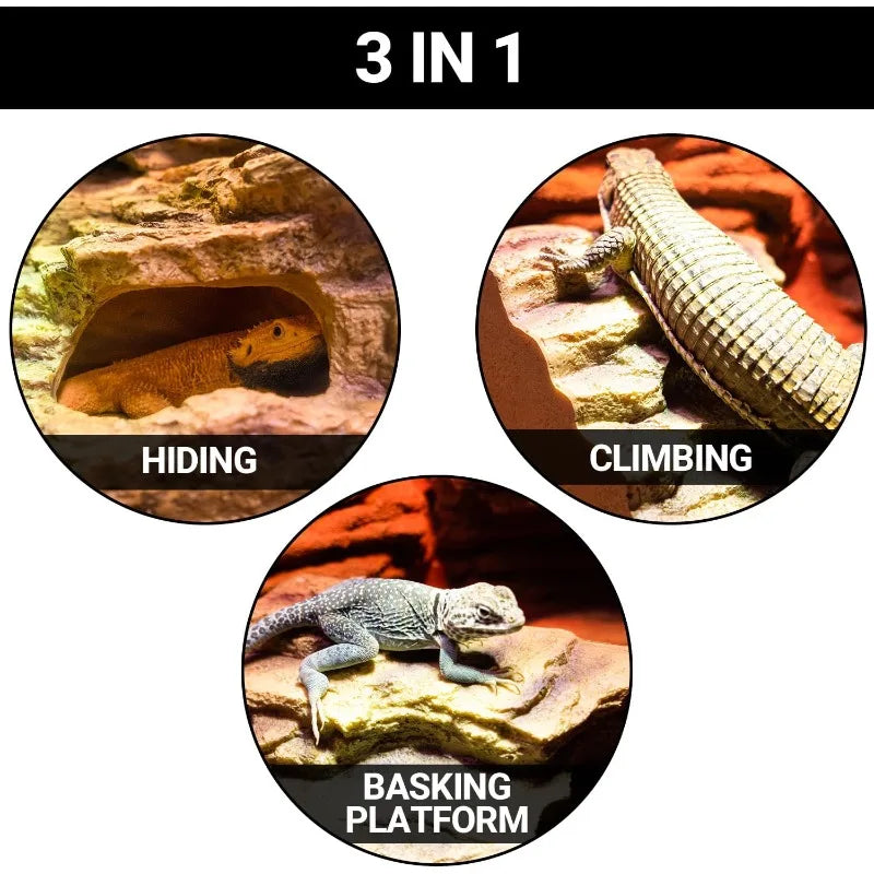 Reptile Hideout Cave Habitat Decor for Bearded Dragons Geckos and Turtles