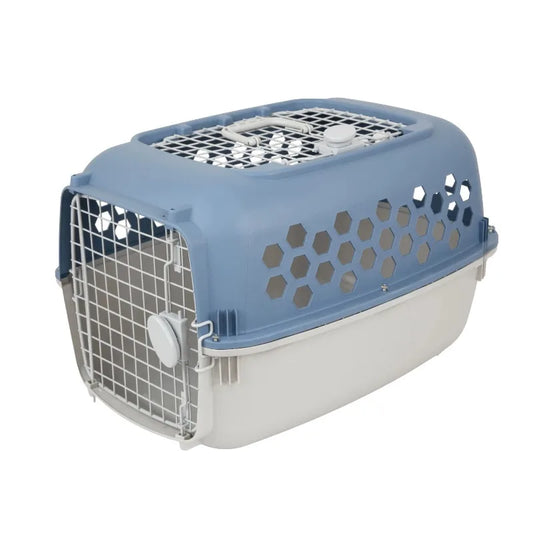 Multicolored 24 Inch Plastic Double Door Dog and Cat Kennel with Top Opening
