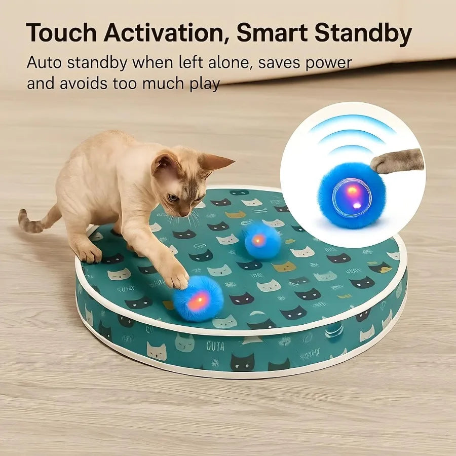Interactive Cat Toy Play Mat With Motion Balls Bird Sounds