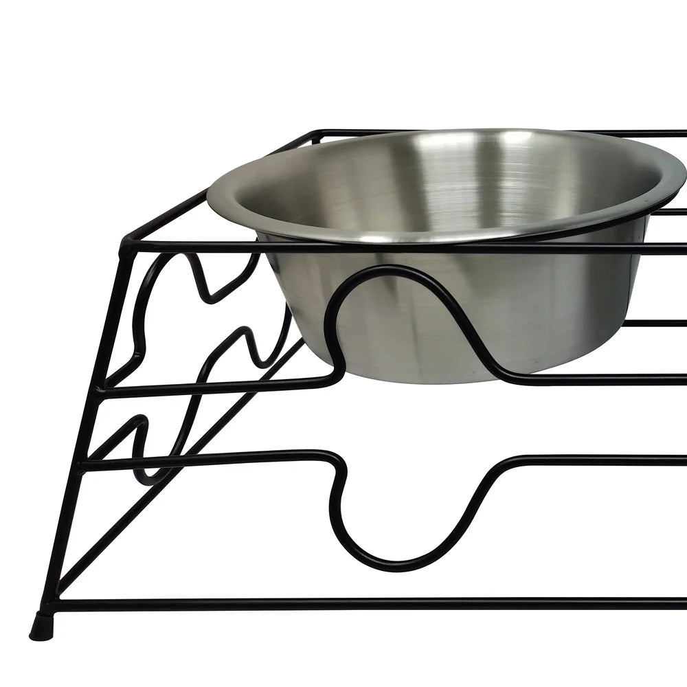 Elevated Dog Bowls Set Stylish Black Frame Dishwasher Safe for Medium Large Pets