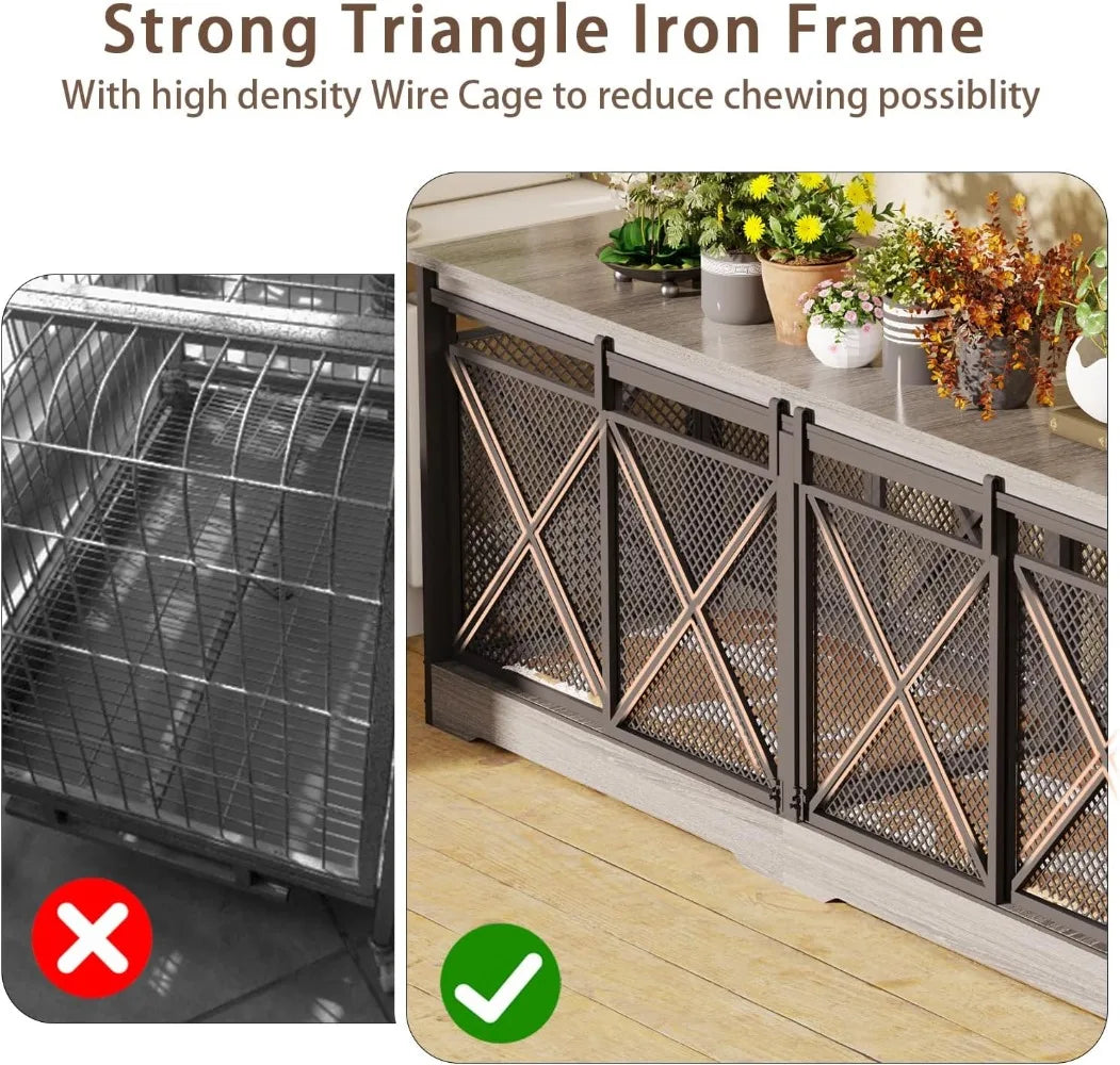 Hign Concerned Wooden Dog Crate Furniture Removable Divider