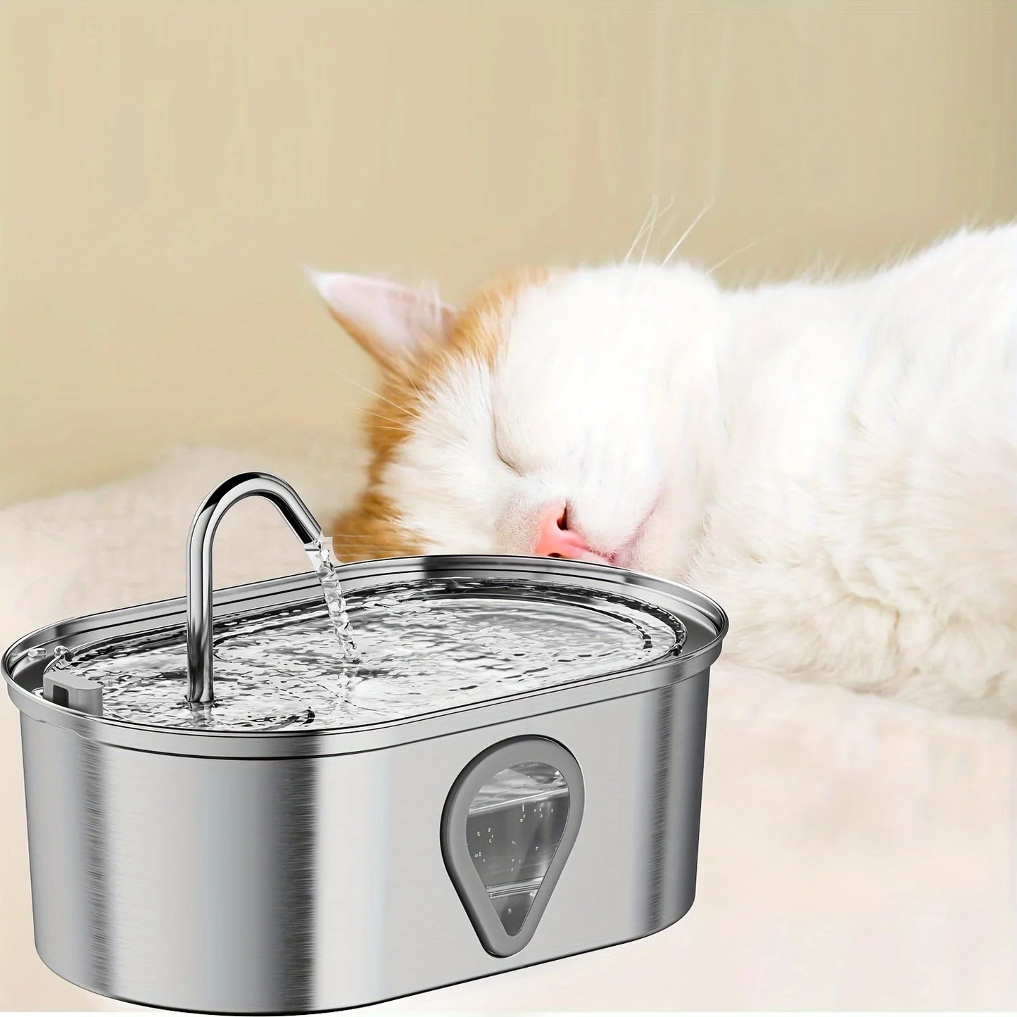3.5L Automatic Stainless Steel Cat Water Fountain with LED Lighting