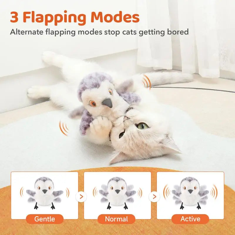 Potaroma Flapping Bird Cat Toy Rechargeable Lifelike Bird Chirp for Kittens