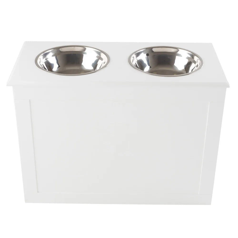 Elevated Dog Bowls with Hidden Storage and Adjustable Height Pet Feeder