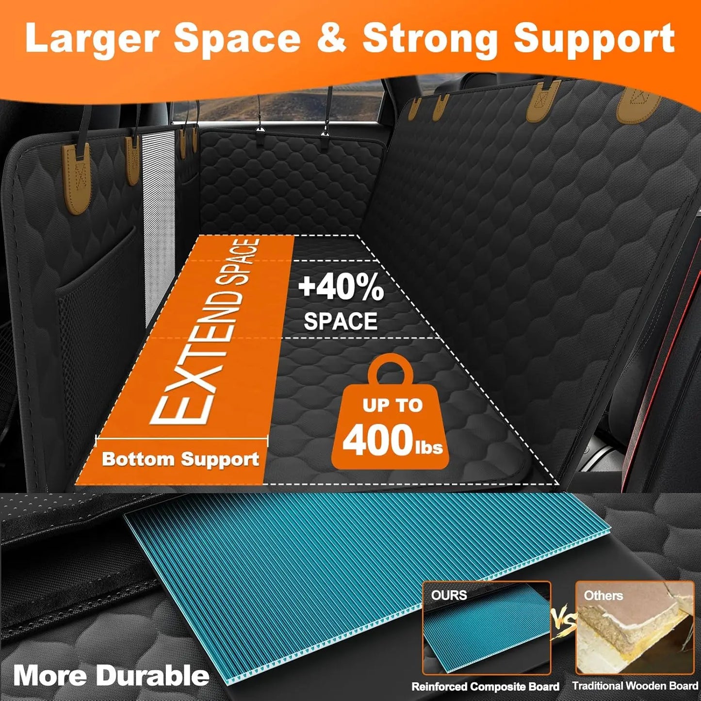 Waterproof Foldable Dog Car Seat Hammock Rear Seat Protector Travel Accessory