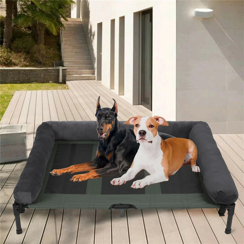 BORWARTCN Outdoor Raised Dog Bed With Cooling Mat Pad