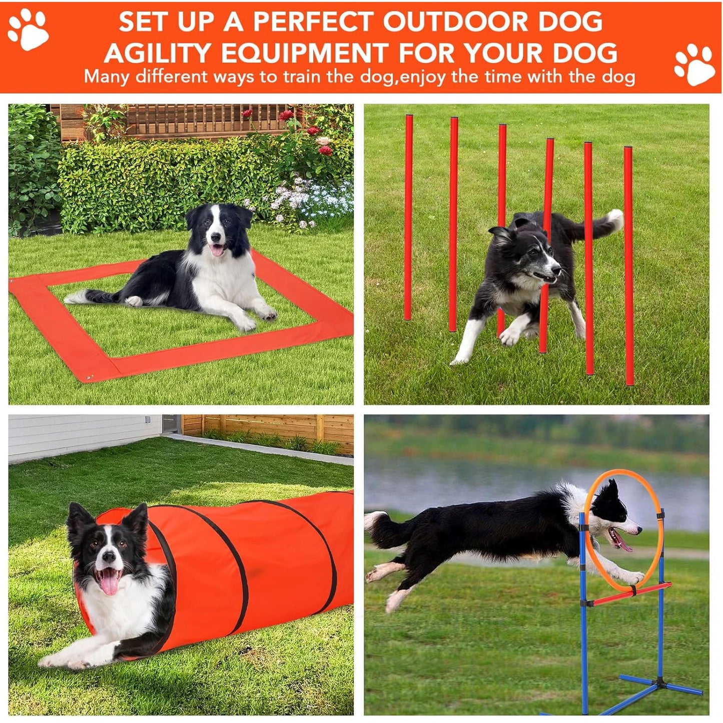 87 Piece Dog Agility Training Equipment Set with Tunnel Jump and Weave Poles