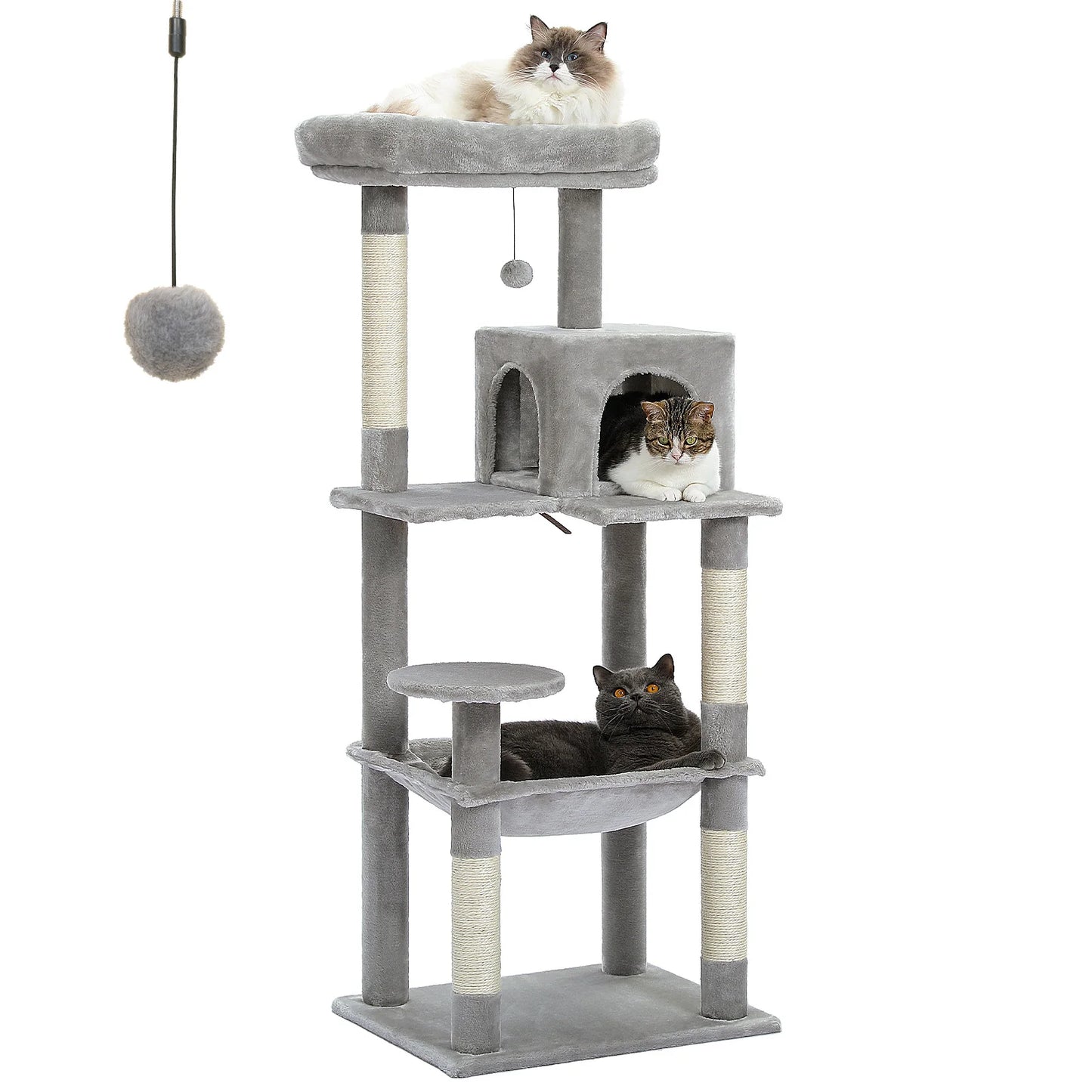5-Level Cat Tree Tower for Large Indoor Cats with Hammock and Scratching Posts