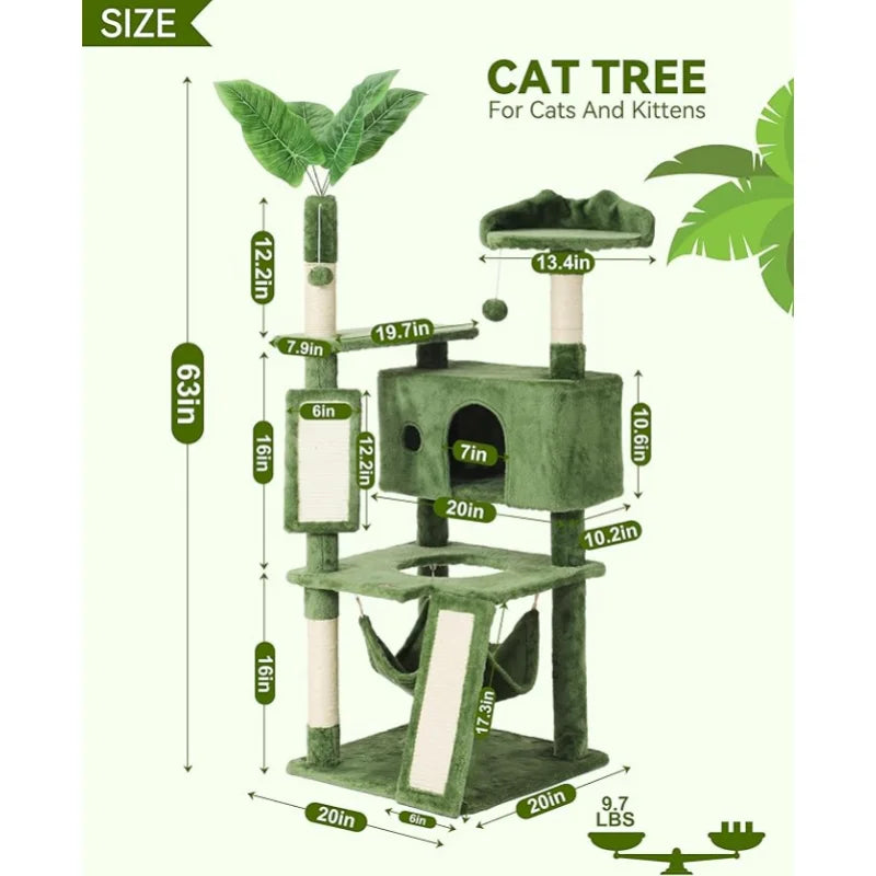 Hoopet Indoor Cat Tree Tower with Plush Perch and Scratching Board
