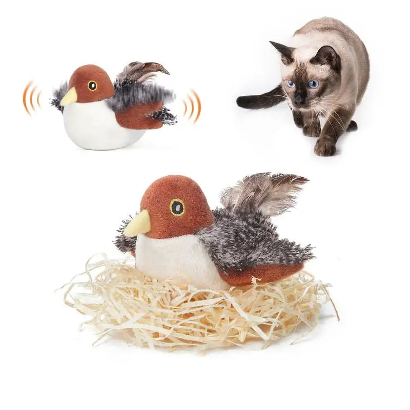 Potaroma Flapping Bird Cat Toy Rechargeable Lifelike Bird Chirp for Kittens