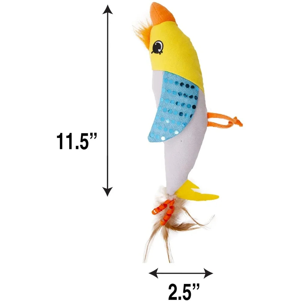 XMSJ Cat Kicker Toy With Silver Vine Feathers Ribbons