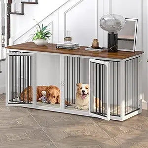 Hignconcerned Dog Crate Iron Frame With Double Doors