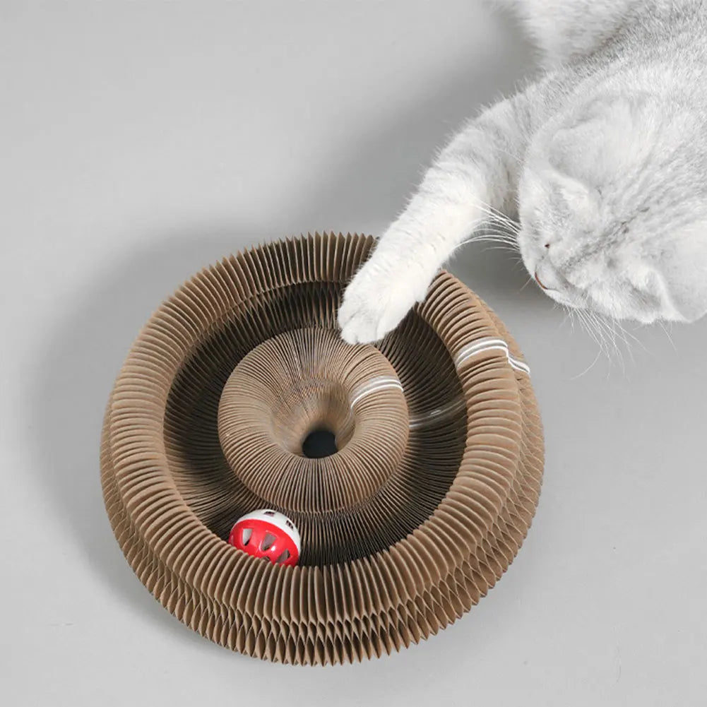 Magic Organ Foldable Round Cat Scratching Board Interactive Pet Toy