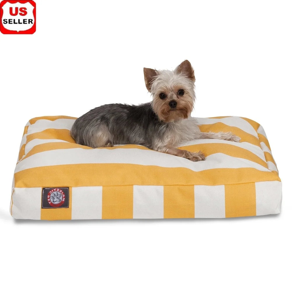 Removable Cover Rectangle Dog Bed Soft Plush Easy Clean Cozy Pet Crate Bed
