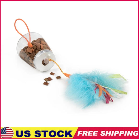 XMSJCN Interactive Cat Toy Treat Dispenser Feathers