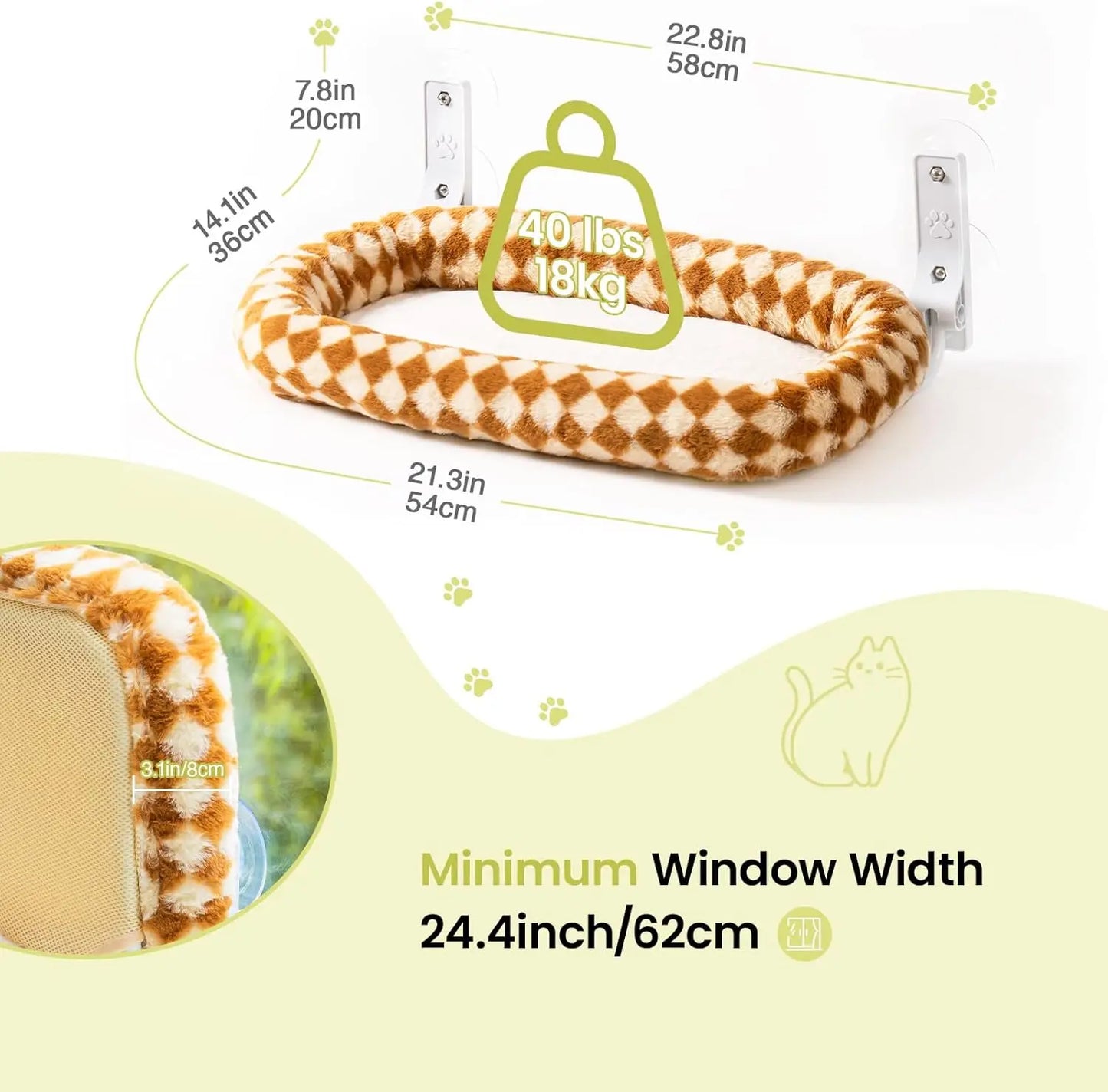 MEWOOFUN Foldable Cat Window Perch With Strong Suction Cups