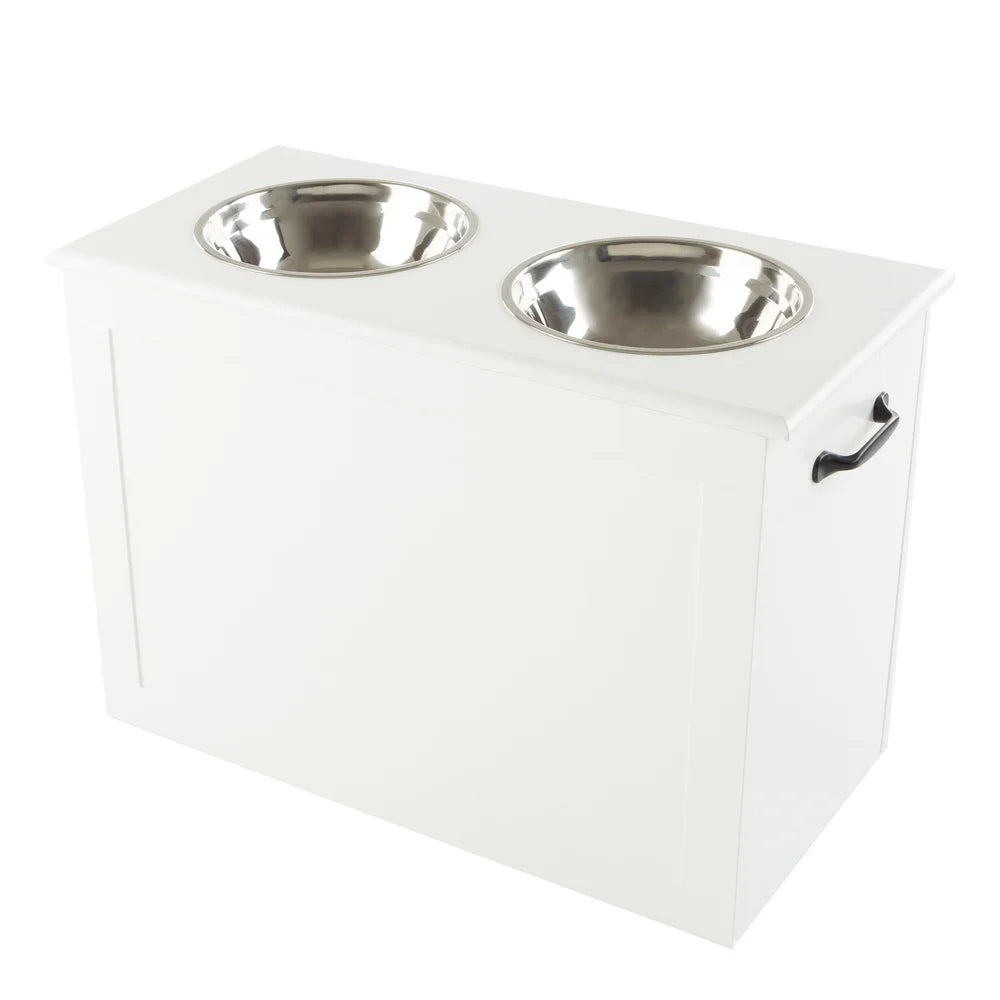 Elevated Dog Bowls with Hidden Storage and Adjustable Height Pet Feeder