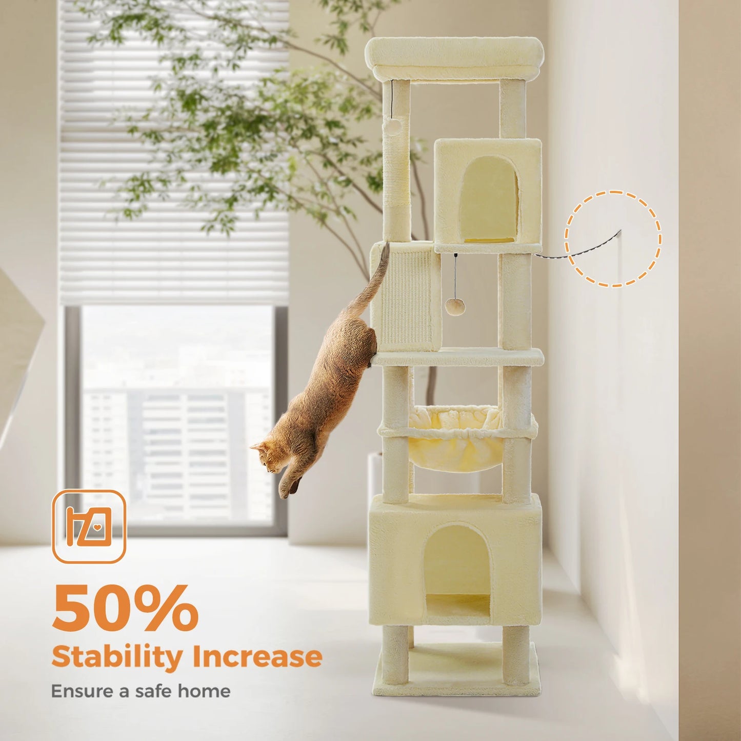 Speedy Pet Cat Tree Tower Hammock And Sisal Climbing Frame