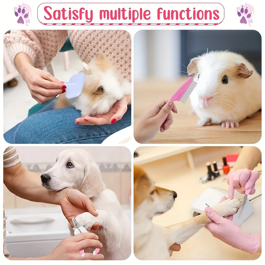 Hign-Concerned Rabbit Grooming Kit With Silicone Brushes