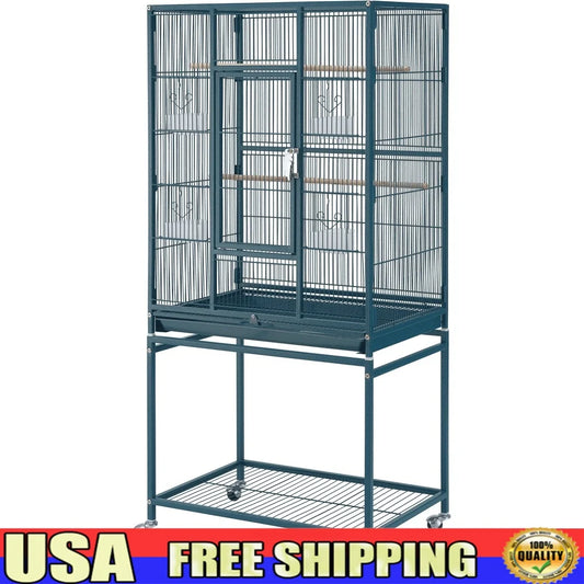Large Rolling Pet Cage for Birds and Small Animals with Detachable Stand
