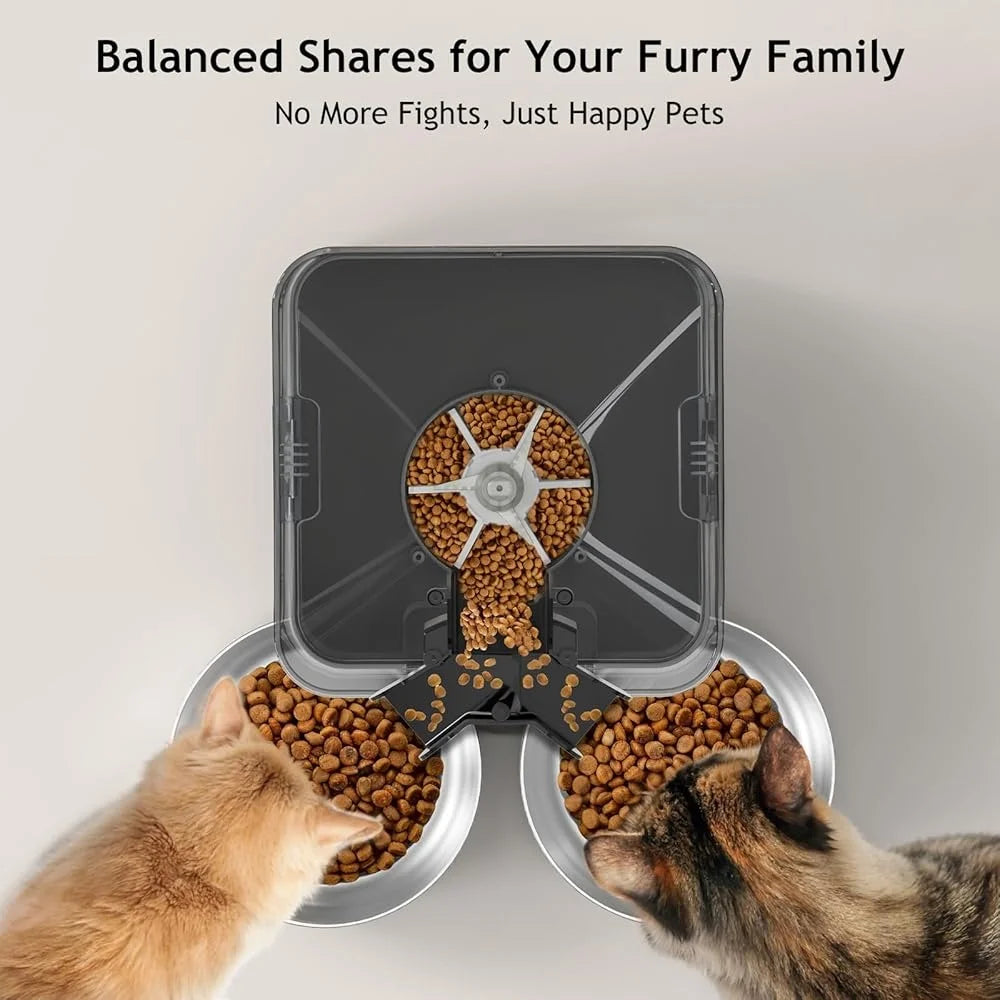 XMSJ Automatic Cat Feeder Two Cats With Memory Dispenser