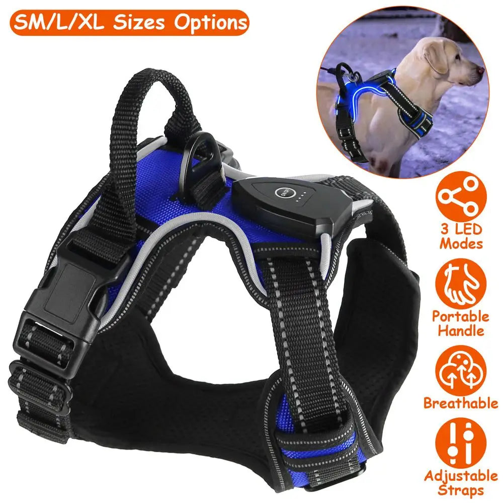 HunanHign-concerned LED Light Up Dog Harness With Handle