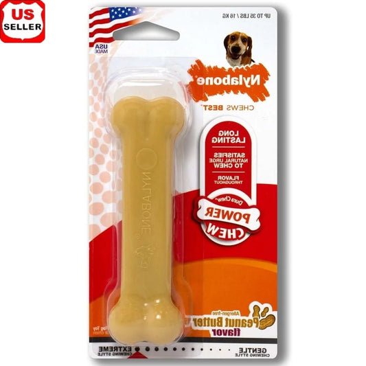 Durable Nylon Dog Chew Toy Power Chew Bone Peanut Butter Flavor for Aggressive Chewers