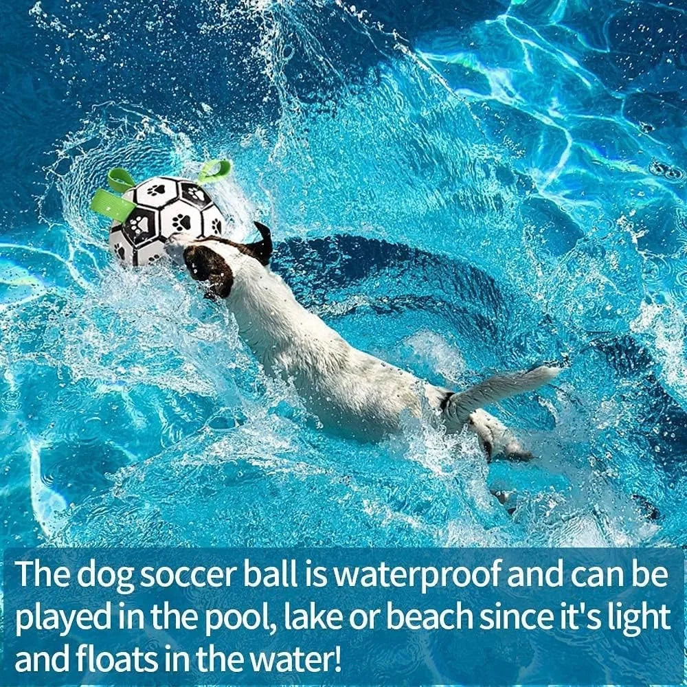 Durable Soccer Pet Toy for Dogs Interactive Chew and Training with Straps