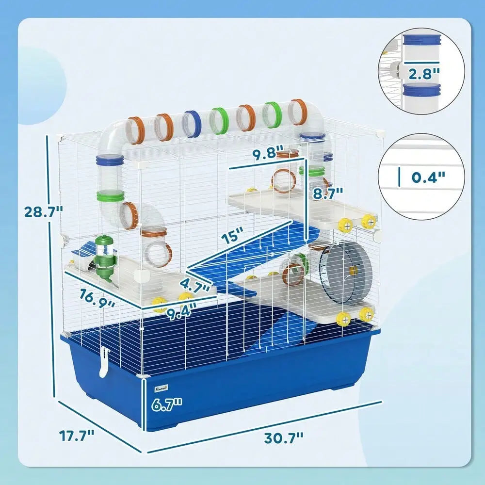 Vibrant 4 Tier Hamster Cage with Tunnel Tube System for Fun Exploration